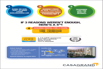 Avail assured rental for 3 years at Casagrand ECR14 in Chennai
